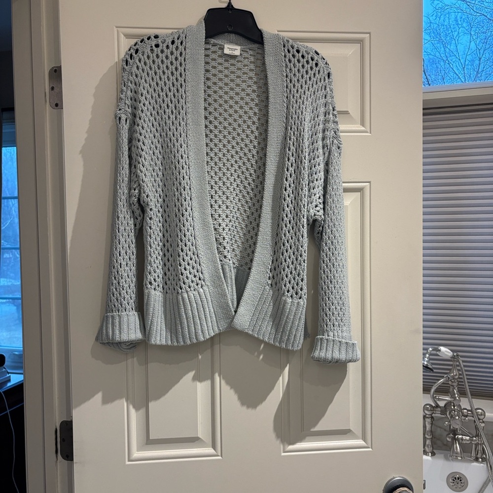 Abercrombie & Fitch Light blue/ gray Open-Knit Cardigan